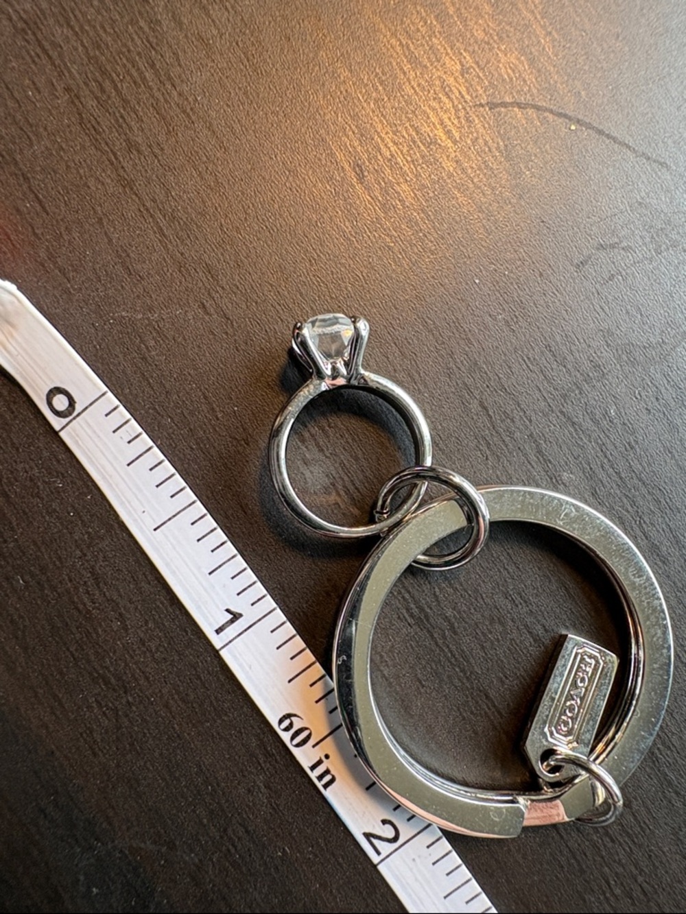 Coach Silver-Tone Ring with Clear Faceted Stone - Picture 2 of 4